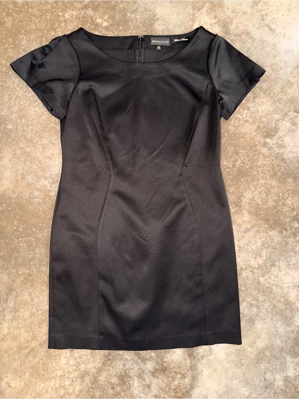Shape FX Black Sheath Dress Size 12 Bow Sleeve Career Cocktail LBD Classy